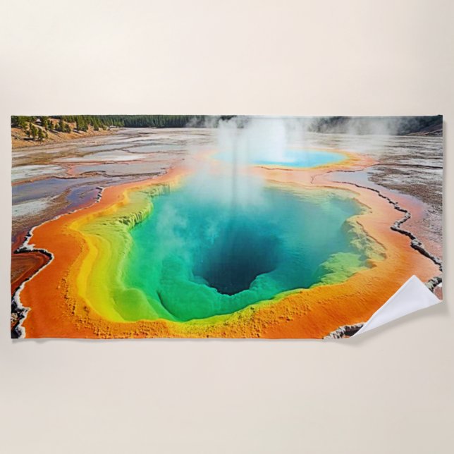 Nature's Colourful Hot Spring Art Beach Towel (Front)