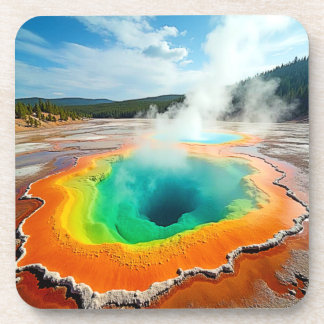Nature's Colourful Hot Spring Art Coaster