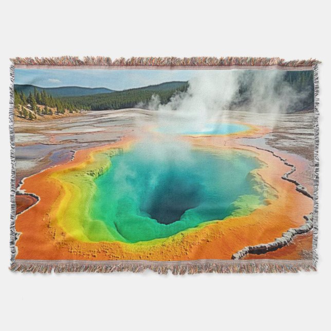 Nature's Colourful Hot Spring Art Throw Blanket (Front)