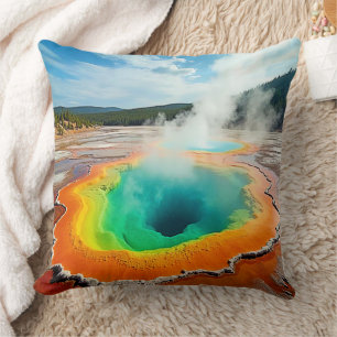 Nature's Colourful Hot Spring Art Throw Pillow