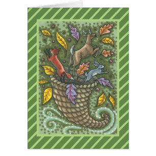 NATURE'S CORNUCOPIA THANKSGIVING GREETING CARD B