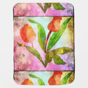 Nature's Cradle: Rosy Radiance & Lush Leaves Baby Blanket