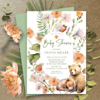 Nature's Delight Bear Baby Shower Invitation
