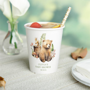 Nature's Delight Bear Baby Shower Paper Cups