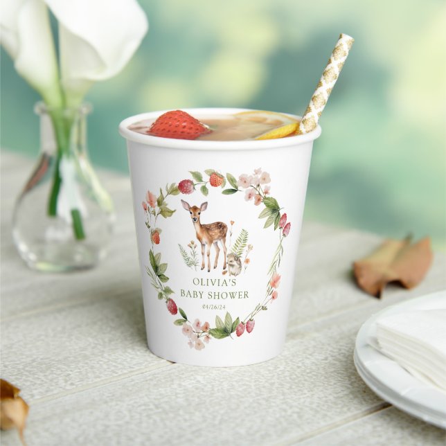 Nature's Delight Deer Baby Shower Paper Cups (Insitu)