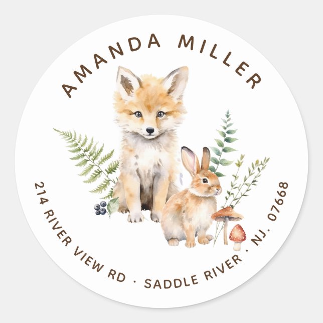 Nature's Delight Fox Baby Shower Address Label (Front)