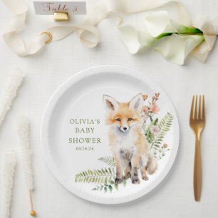 Nature's Delight Fox Baby Shower Paper Plate