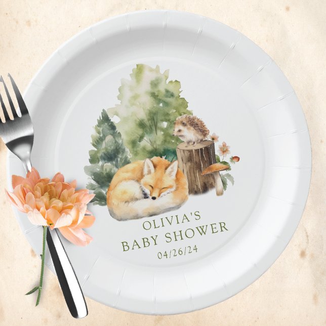 Nature's Delight Fox Baby Shower Paper Plate (Creator Uploaded)