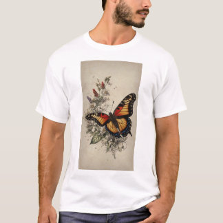 Nature's Elegance: Lifelike Butterfly Illustration T-Shirt