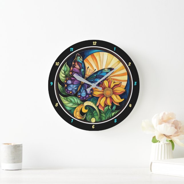 Nature's Embrace" - Butterfly & Flower Large Clock (Home)
