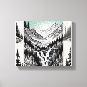 Nature's Essence: Black & White Landscape T-Shirt  Canvas Print