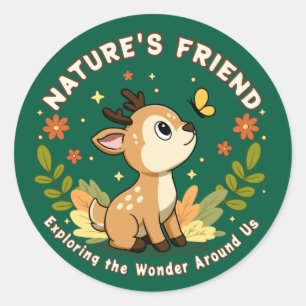 Nature's Friend Cute Fawn Woodland Animal Classic Round Sticker