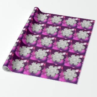 Nature's Geometry Snowflake Crystal Magenta Glow Wrapping Paper
