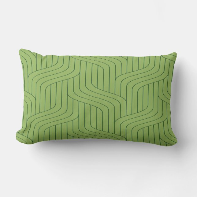 Nature's Green Geometric Line Throw Pillow (Front)