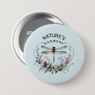 Nature's Harmony - Artistic Dragonfly 3 Inch Round Button