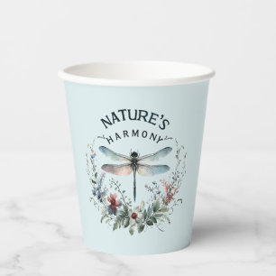 Nature's Harmony - Artistic Dragonfly Paper Cups