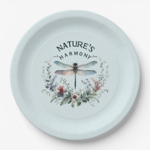 Nature's Harmony - Artistic Dragonfly Paper Plate
