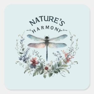 Nature's Harmony - Artistic Dragonfly Square Sticker