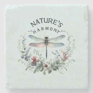 Nature's Harmony - Artistic Dragonfly Stone Coaster