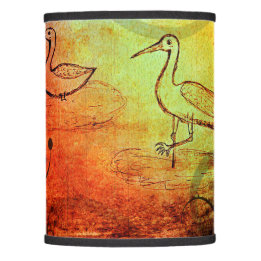 Nature's Illumination: Rain-Brushed Duck & Crane Lamp Shade