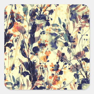 Nature's Imprints: Floral Leaves Seamless. Square Sticker