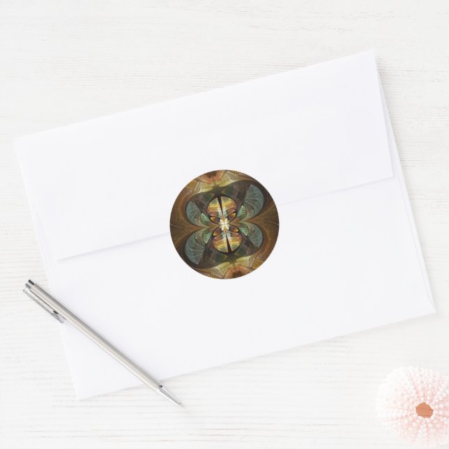 Natures Matrix Bumble Bee Abstract Classic Round Sticker (Envelope)