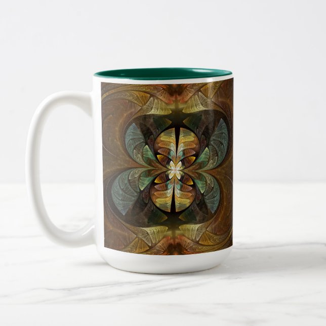Natures Matrix Bumble Bee Abstract Two-Tone Coffee Mug (Left)