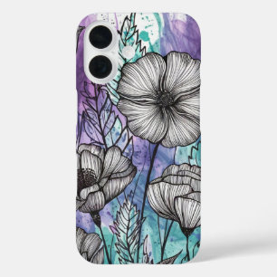 Nature's Palette: Purple, Teal, and Blue Splendour iPhone 16 Case