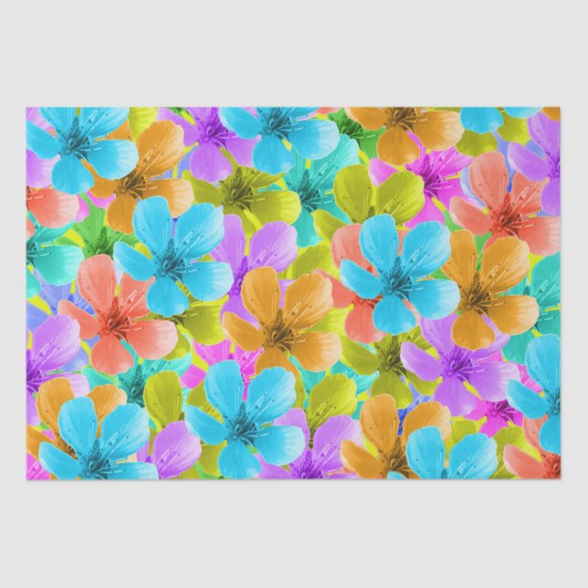 Nature's Palette: Tricoloured Blossom Blooms Tissue Paper (Front)