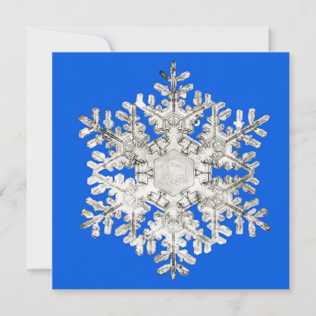 Nature's Perfection Brilliant Blue Snowflake Holiday Card (Front)