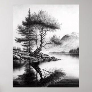 Nature's Reflections Sketch Poster
