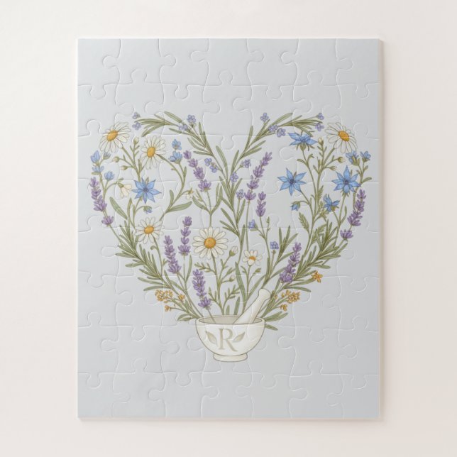 Nature's Remedy: Botanical Heart Herbal Jigsaw Puzzle (Vertical)