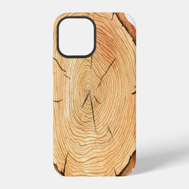 Nature's Rings: Tree Texture Triumph iPhone Case (Back)