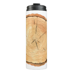 Nature's Rings: Tree Texture Triumph Thermal Tumbler