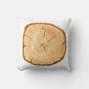 Nature's Rings: Tree Texture Triumph Throw Pillow