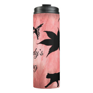 Nature's Silhouettes on Pink Marble *Personalize* Thermal Tumbler