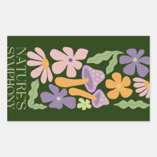 nature's symphony colourful minimalist retro flowe sticker
