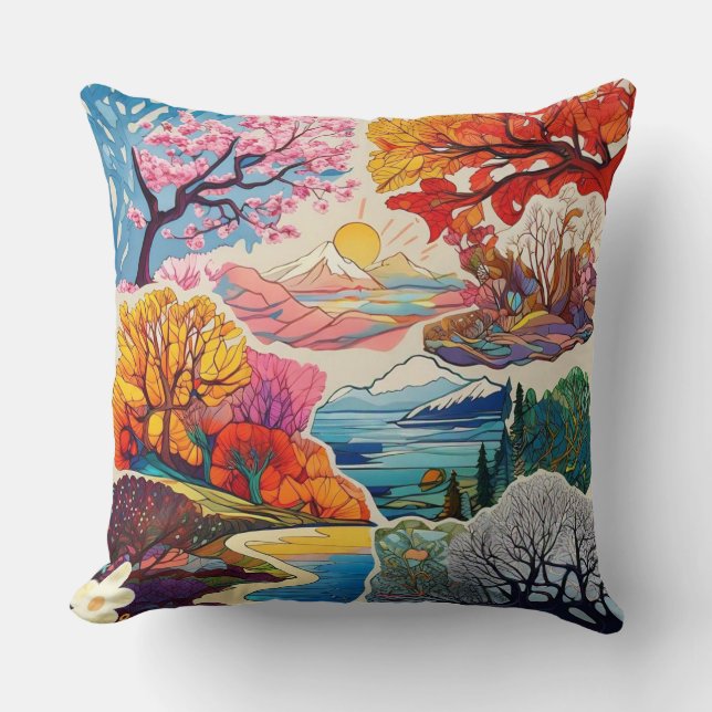 "Nature's Vibrant Hues" Throw Pillow (Front)