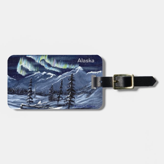 Nature's Winter Aurora Luggage Tag (Front Horizontal)