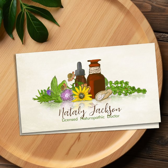 Naturopathic Medicine Illustration Business Card (Creator Uploaded)