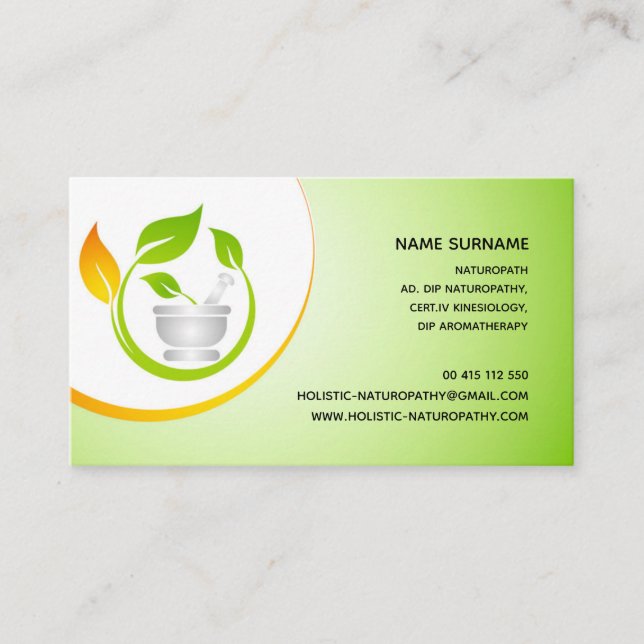 Naturopathy, Holistic Healing, Aroma therapy Appointment Card (Front)