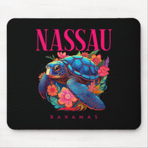 Nau Bahamas Floral Beach Turtle Souvenir Mouse Pad