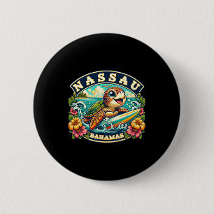 Nau Hamas Cute Sea Turtle Surfing 2 Inch Round Button