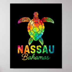 Nau Hamas Tie Dye Sea Turtle Hamas Beach Vacation Poster