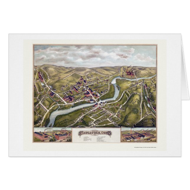 Naugatuck, carte panoramique de CT - 1877 (Devant horizontal)