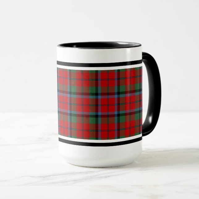 Naughton Clan Tartan Pattern Red Plaid Mug (Front Right)