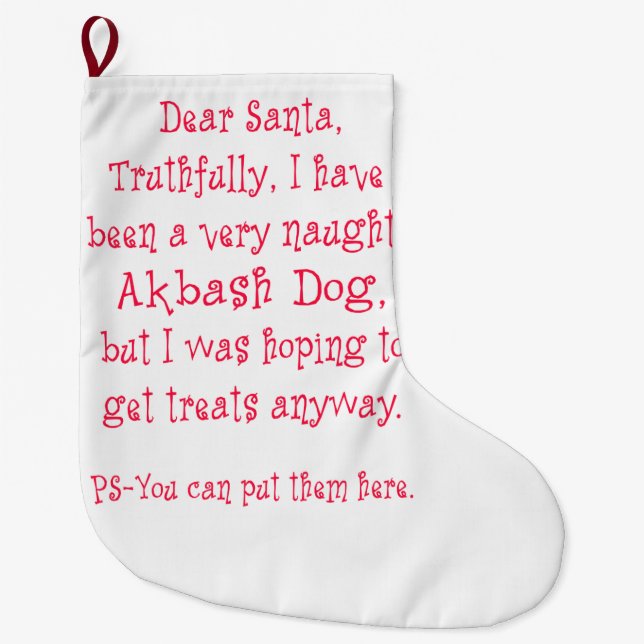 Naughty Akbash Dog Large Christmas Stocking (Front)