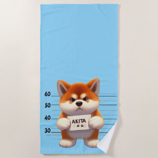 Naughty Akita Beach Towel