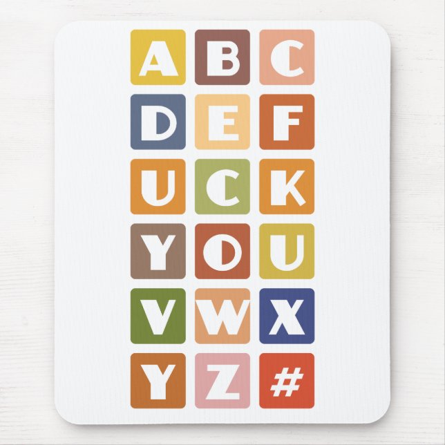 Naughty Alphabets mousepad (Front)