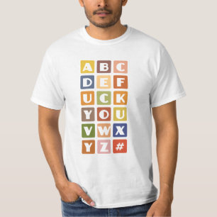 Naughty Alphabets shirt – choose style & colour